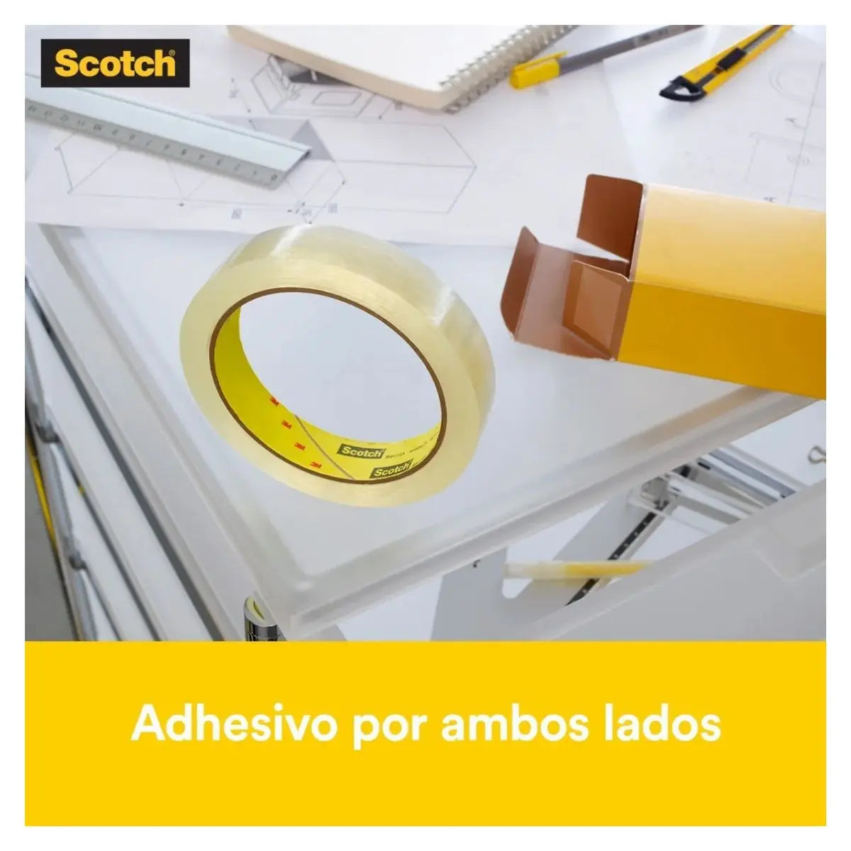 Cinta Scotch 665 3m Doble Cara 12mmx23m Adhesivo Permanente Transparente - 3M - empaque