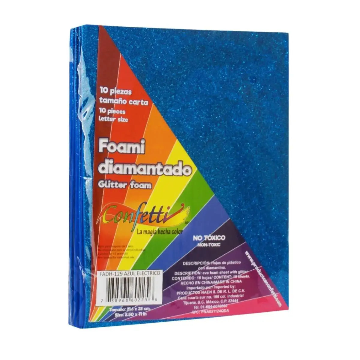 FOAMI DIAMANTADO TAMAÑO CARTA CONFETTI PQT C/10 PZAS Azul Rey - Confetti - vista trasera