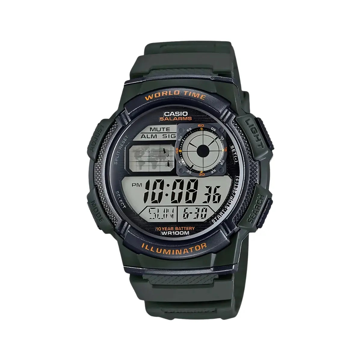Reloj Casio Digital Youth Series Ae-1000w-3av Color Verde Oscuro - Casio