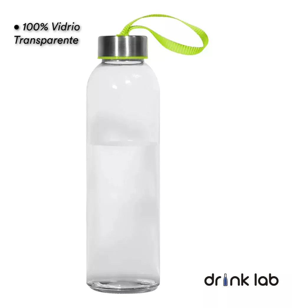 Botella Vidrio Funda Neopreno Agua Sport 600 Ml Resistente Rosa Chicle - Drink Lab - detalle