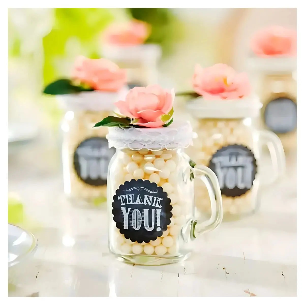48 PIEZAS Mason Jar MINI c/Asa Tapa PLATA - Vittori - detalle