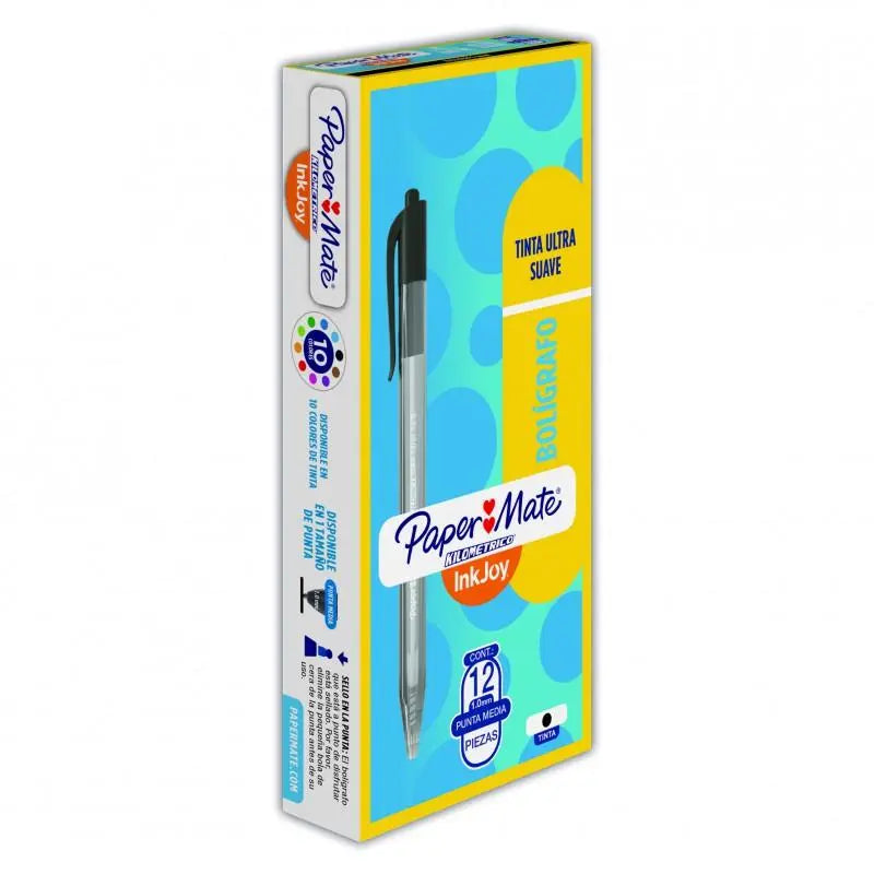 Bolígrafo Punto Mediano Retráctil Negro 12 Piezas - Papermate