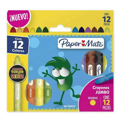 Crayones De Colores Paper Mate Jumbo Redondos 12 Piezas - Paper Mate