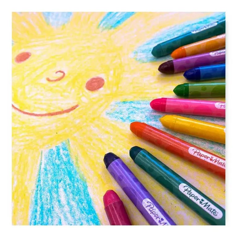 Crayones De Colores Paper Mate Jumbo Redondos 12 Piezas - Paper Mate - detalle