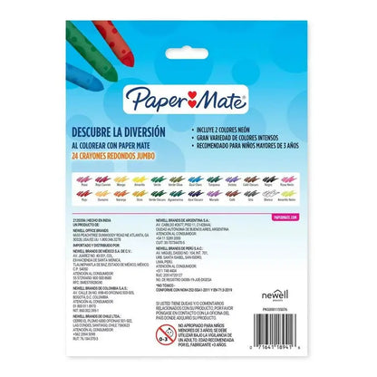 Crayones De Colores Jumbo Paper Mate Redondos 24 Piezas - Papermate - detalle