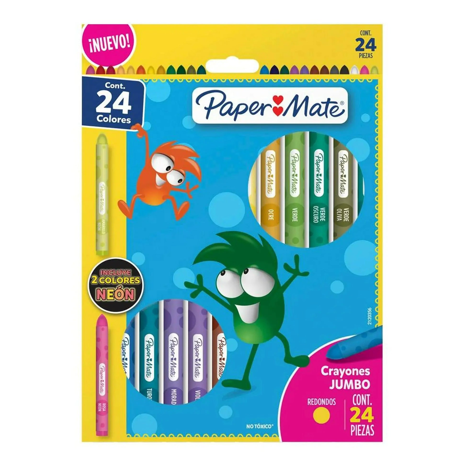 Crayones De Colores Jumbo Paper Mate Redondos 24 Piezas - Papermate - vista lateral