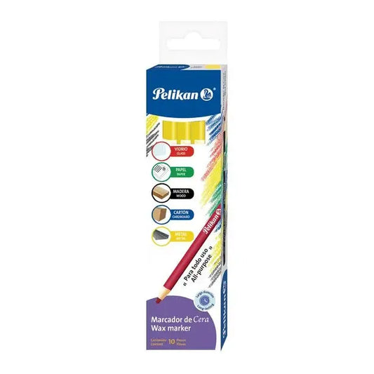 Marcadores de Cera Pelikan 10 Piezas Elegir Color Amarillo - Pelikan