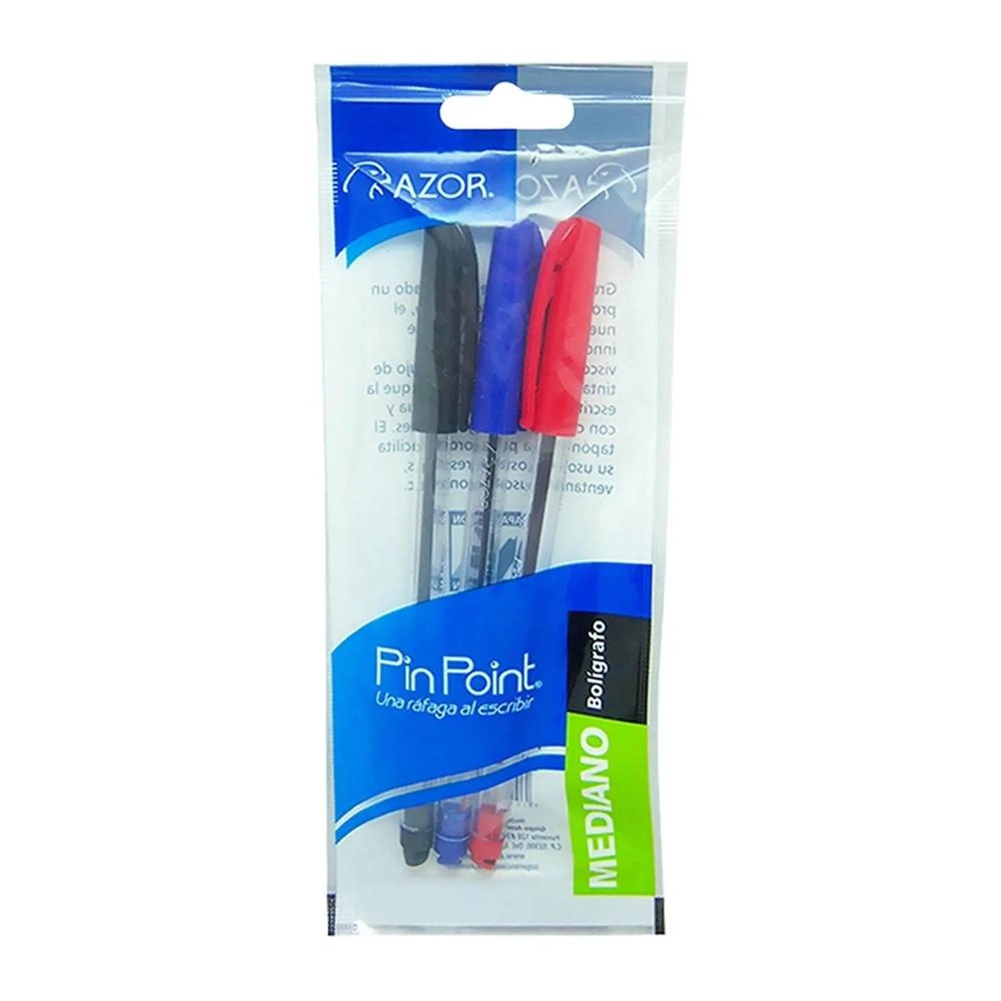 Bolígrafos Pluma Azor Pin Point Mediano Punta Aguja 1.0mm 3 Piezas Elige Color Rojo - Azor - vista lateral