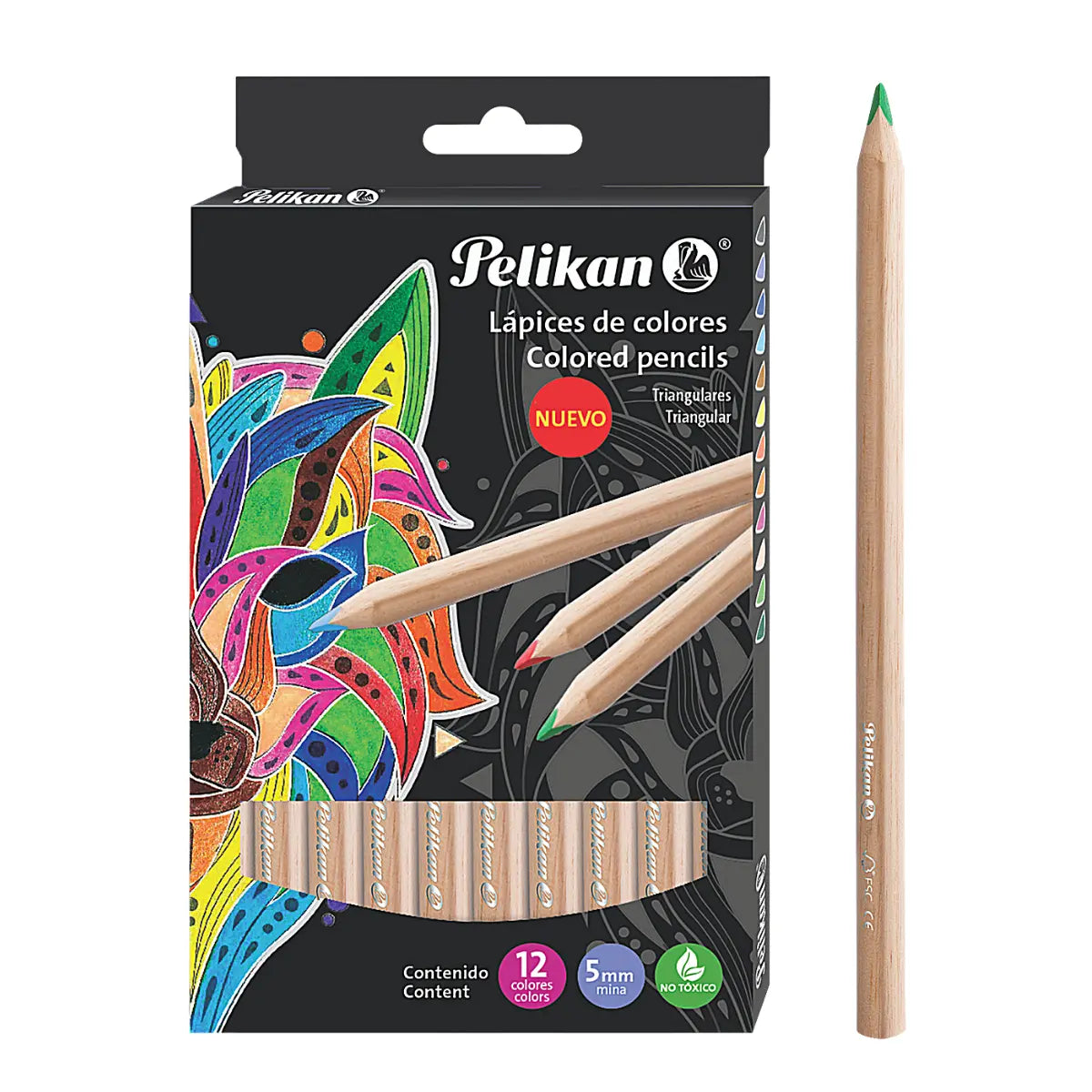Lápices Colores Triangulares Jumbo Cuerpo Madera Pelikan 12 Piezas - Pelikan - empaque