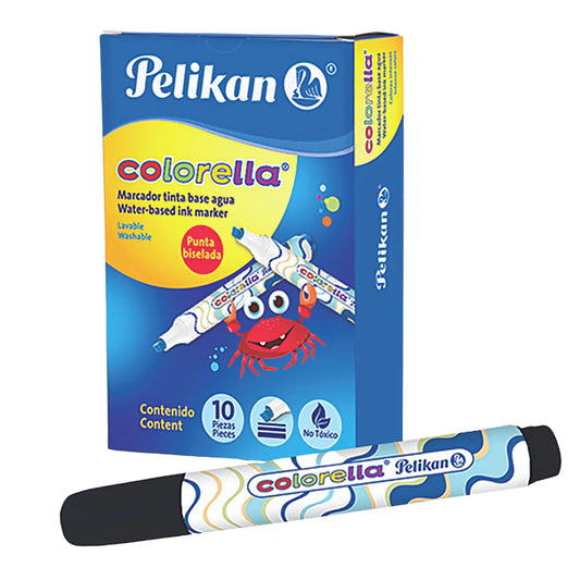 Marcadores Gruesos Lavables Colorella Pelikan 10 Piezas Elegir Color Negro - Pelikan