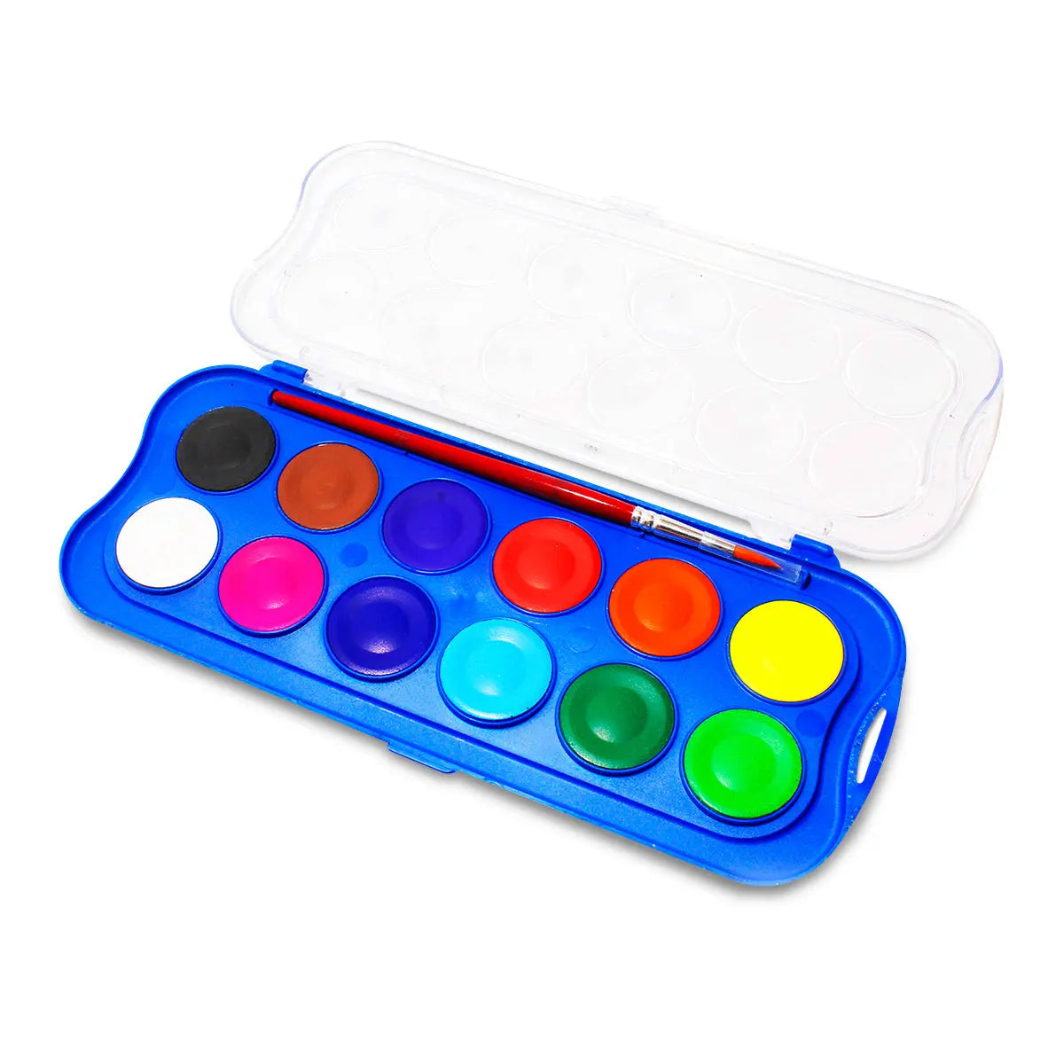 Acuarelas 12 Colores Intensos Tapa Godete + Pincel 30mm - Dixon Arte - vista trasera