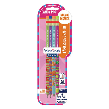 Lápices de Grafito Paper Mate Hexagonal #2 Candy Pop 4 Piezas - Paper Mate - vista lateral