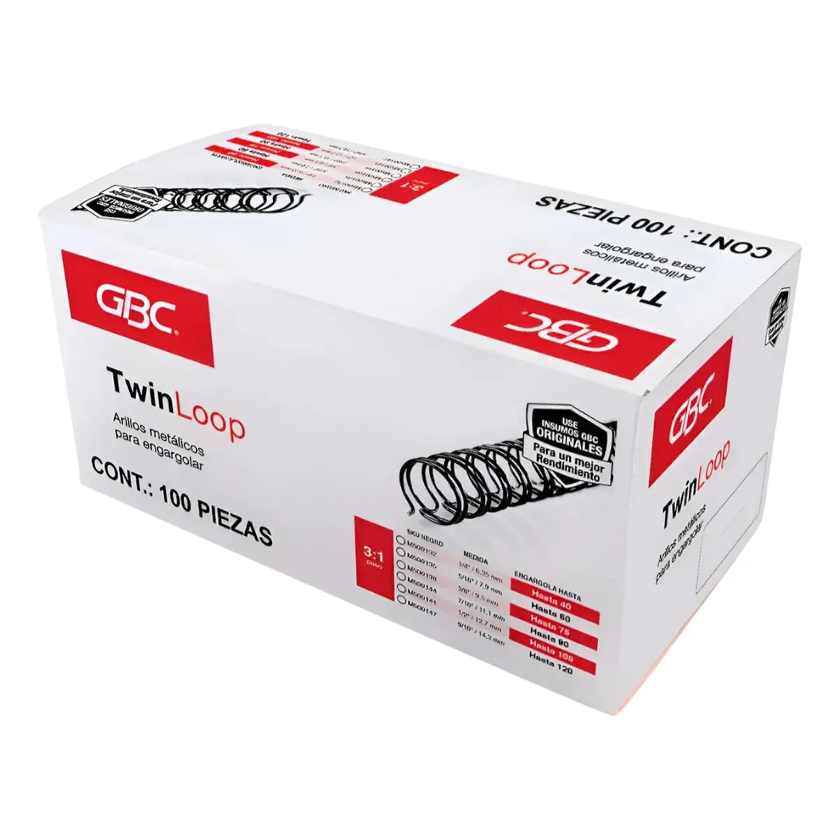 Arillo Metálico Twinloop Gbc M500132 1/4 Paso 3:1 -100 Pzs - GBC