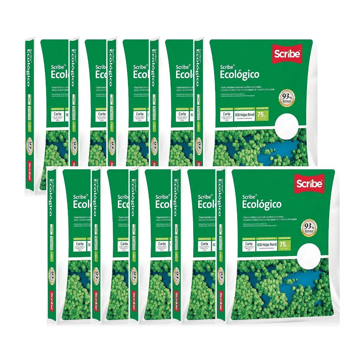Caja con 5000 Hojas Papel Ecológico Scribe Blanco Carta Impresión - Scribe