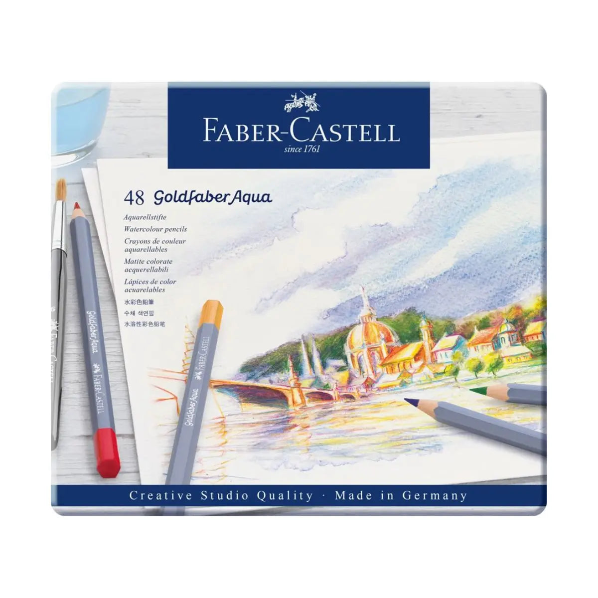 Lápices de Colores Acuarelables Faber Castell Profesional Goldfaber Aqua 48 Pz - Faber Castell - vista trasera