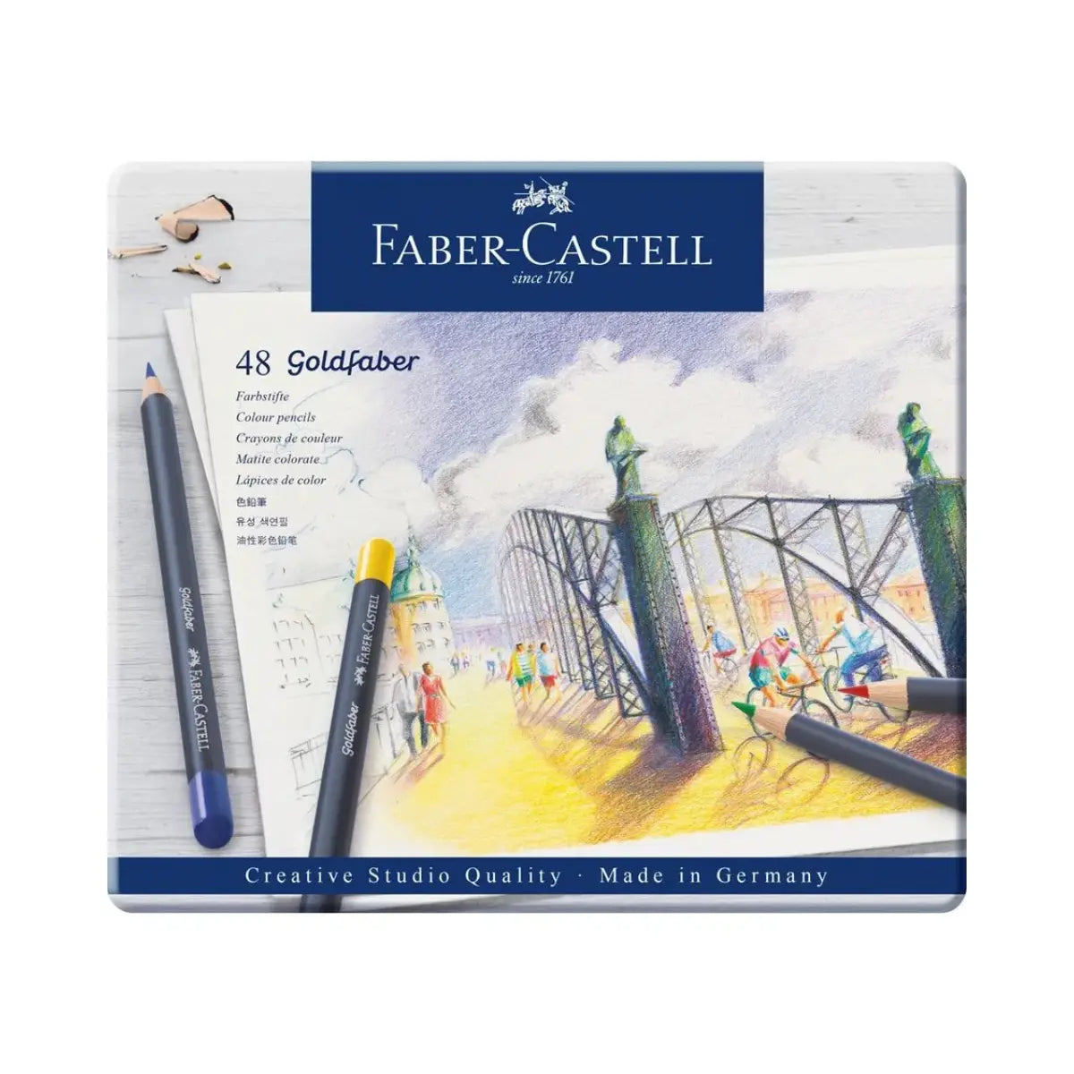 Faber-Castell Colores Goldfaber para Arte con 48 colores elaborados con excelente resistencia a la luz y a caídas, son ideales para artistas profesionales y aficionados que buscan proyectos creativos - Faber Castell - vista trasera