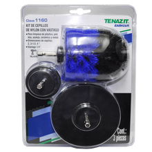 1 Kit de cepillos de nylon con vástago para limpieza de plástico, piel, tela, azulejo, cerámica y metal - Austrodiam