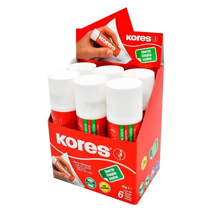 6 Lapices Adhesivos Kores Pegamento Barra No Toxico 40g C/u - Kronaline - detalle