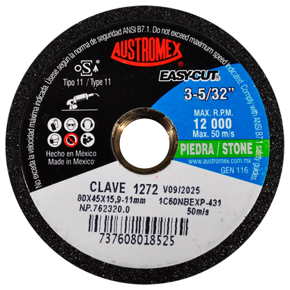 Copa Abrasiva 80x45x15.9-11mm Clave 1272 Austromex - Austrodiam - vista lateral