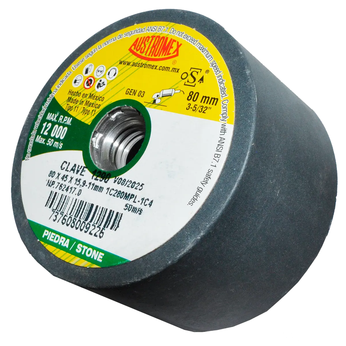 Copa Abrasiva Shellac 80x45x15.9-11mm Clave 1290 Austromex - Austrodiam - detalle