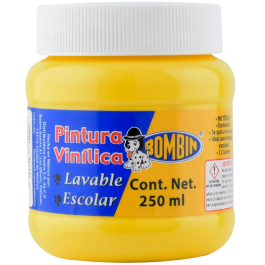 BOMBIN - Pintura vinílica Amarillo|#f8db1f|mate|?|?| / 250 ml - bombin - vista lateral
