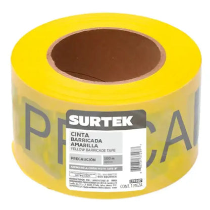 Cinta para barricada "PRECAUCION" ancho 3" de 100 m Surtek - Lock