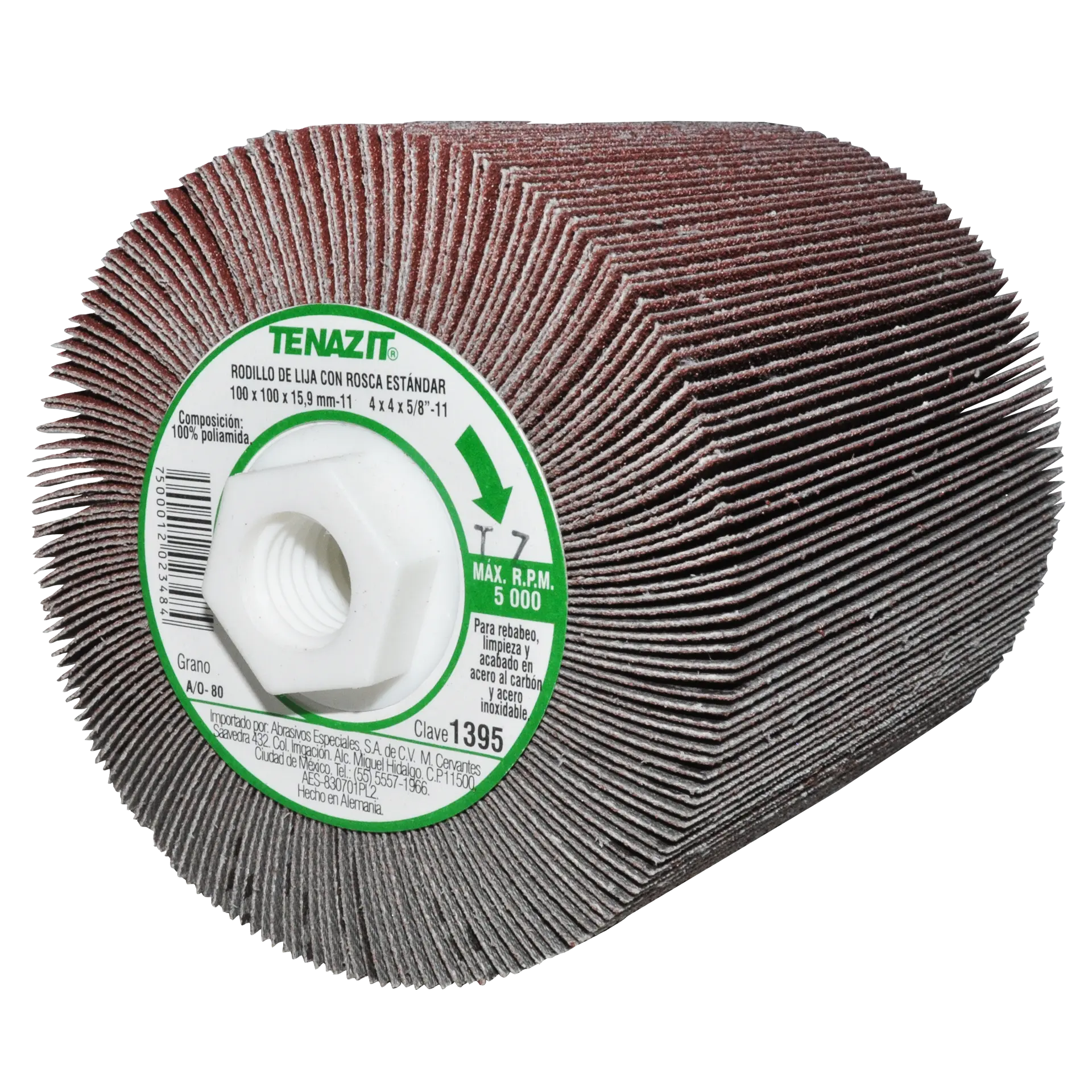 1 Rodillo de lija Premium grano 80 de 100 x 100 x 15.9-11 mm Tenazit (OPORTUNIDAD) - Austrodiam