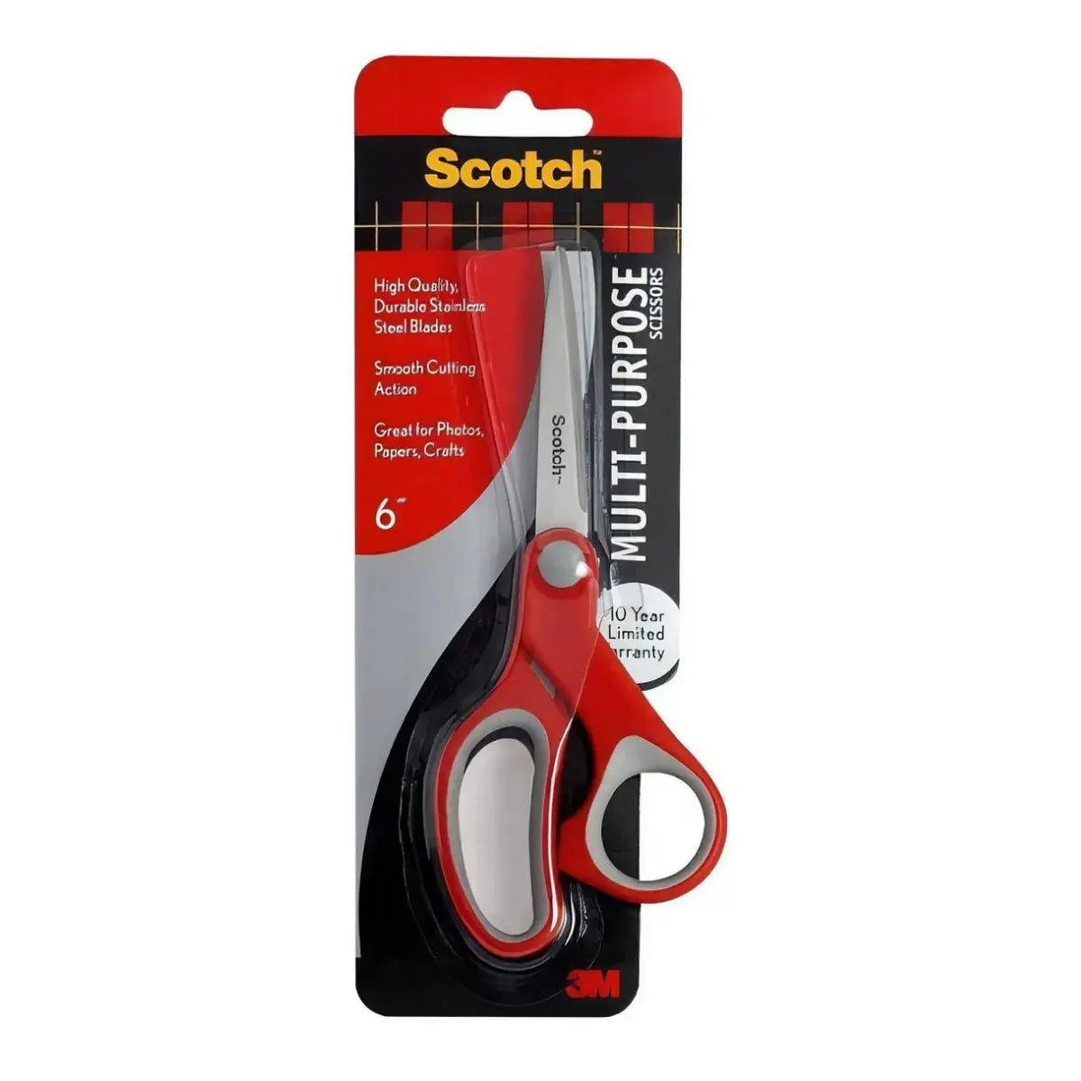 Tijeras Multiusos Scotch 3m 6 Pulgadas Acero Inoxidable Roja - 3M - empaque