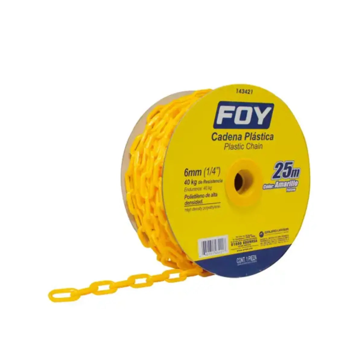 Cadena Plástica Foy Calibre 6 mm 25m amarillo - Lock - vista lateral
