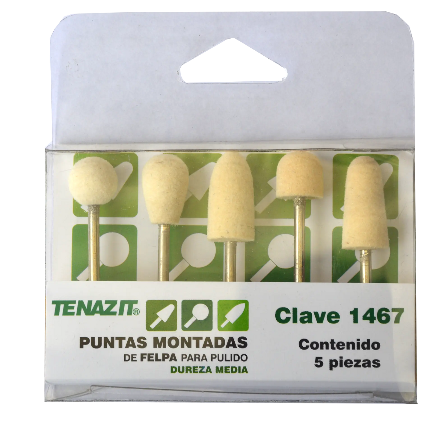 5 piezas Kit de puntas montadas Tenazit tipo Felpa de Dureza Media - Austrodiam