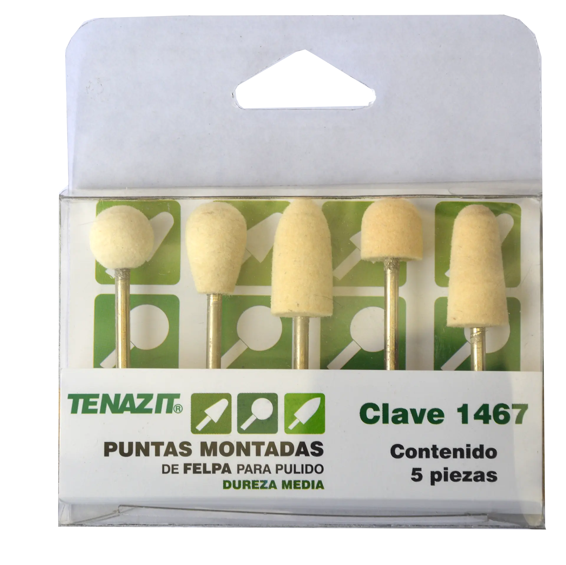 5 piezas Kit de puntas montadas Tenazit tipo Felpa de Dureza Media - Austrodiam