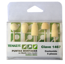 5 piezas Kit de puntas montadas Tenazit tipo Felpa de Dureza Media - Austrodiam