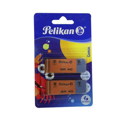 Gomas Borrador Caucho Bicolor Br40 Tinta Lápiz Pelikan 2 Piezas - Pelikan - vista trasera