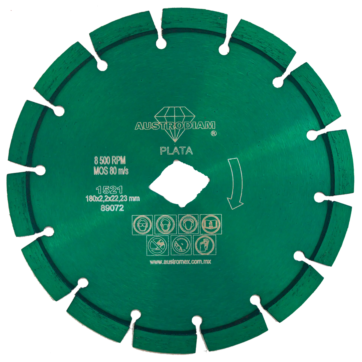 1 Disco de diamante tipo D.D.D. de 180 x 2.2 x 22.23 mm VERDE PLATA Austrodiam (OPORTUNIDAD) - Austrodiam