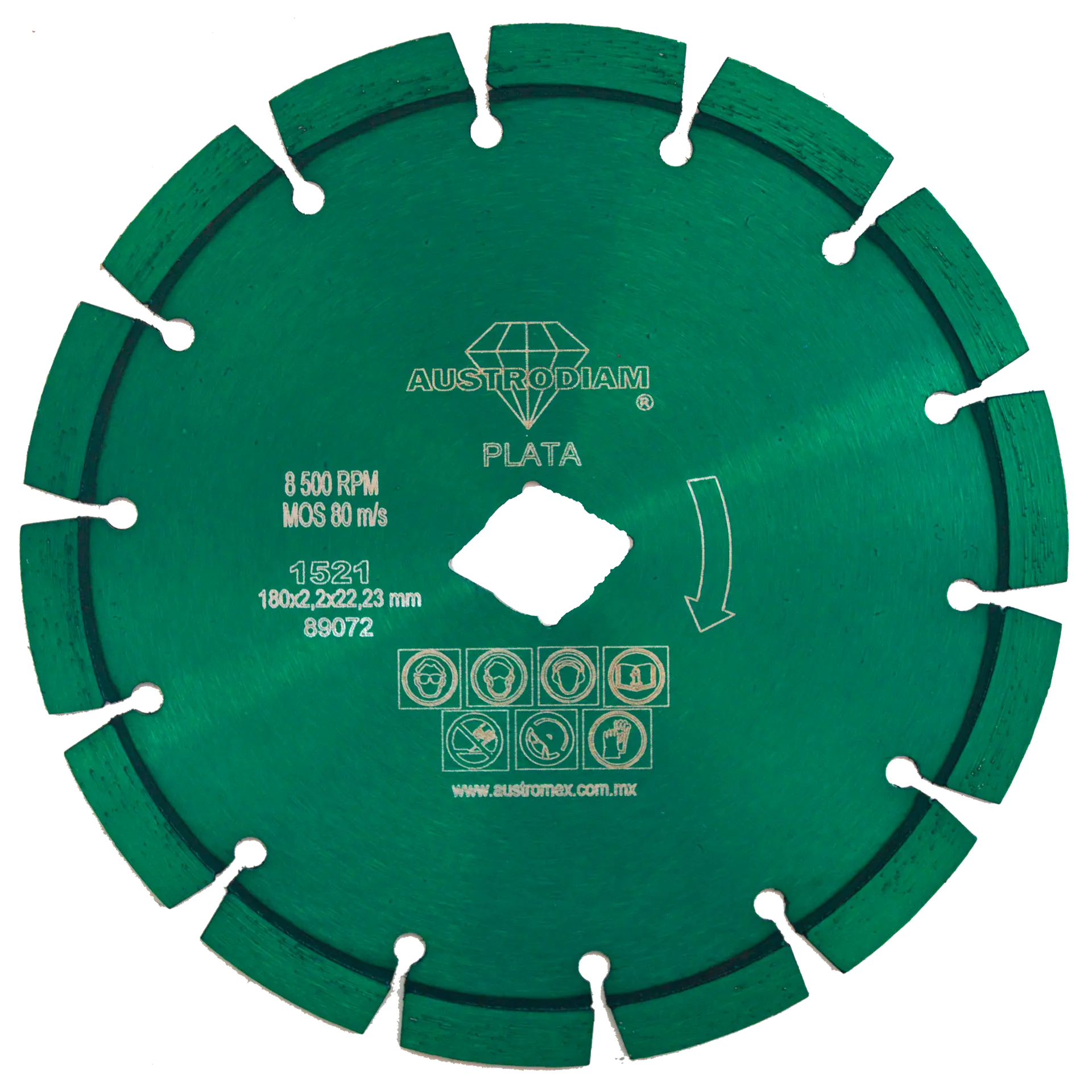 1 Disco de diamante tipo D.D.D. de 180 x 2.2 x 22.23 mm VERDE PLATA Austrodiam (OPORTUNIDAD) - Austrodiam