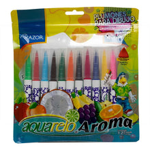 Plumones Azor Aquarelo Aroma Lavables Base Agua 12 Piezas - Azor - vista lateral