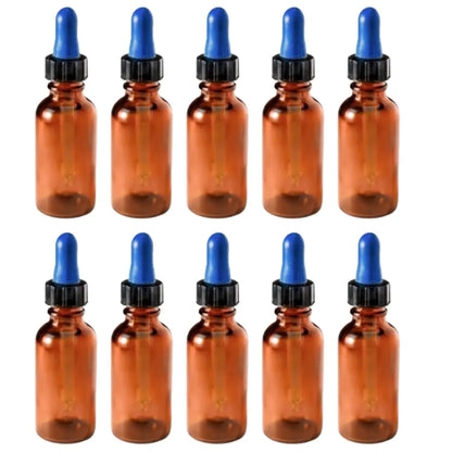 10 Frasco Botella Tapa Gotero Hermetico Vidrio 30 Ml Ambar Elegir Color Azul - Coveme