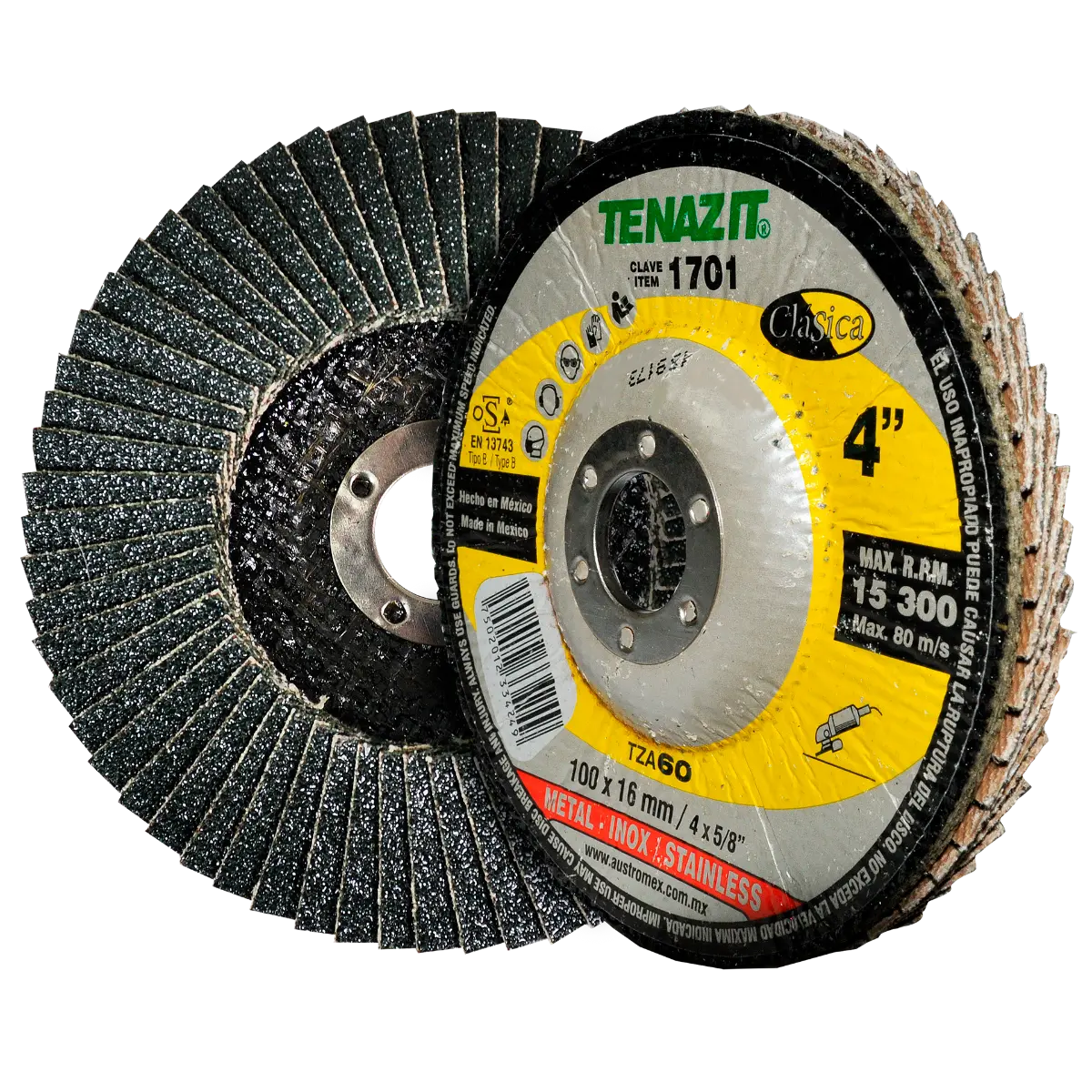 5pz Disco Laminado Esmerilado Tenazit 1701 G60 100x15.9mm - Austromex