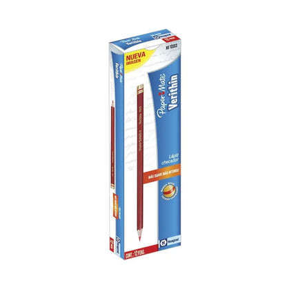 Lápiz Checador Verithin Rojo Carmín Paper Mate Hexagonal 12 Piezas - Papermate - vista trasera