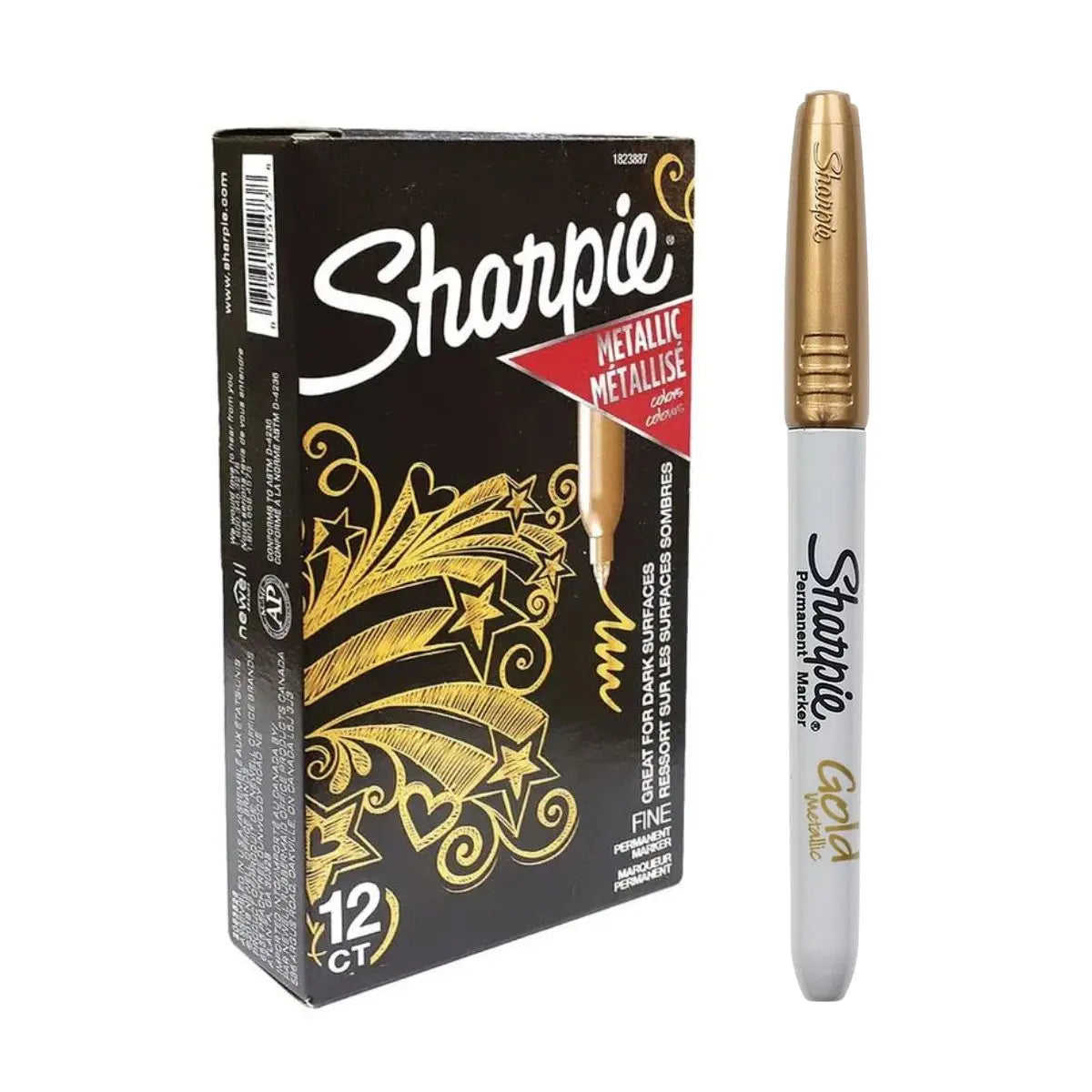 Marcadores Permanentes Sharpie Metálico Oro 12 Piezas - Sharpie