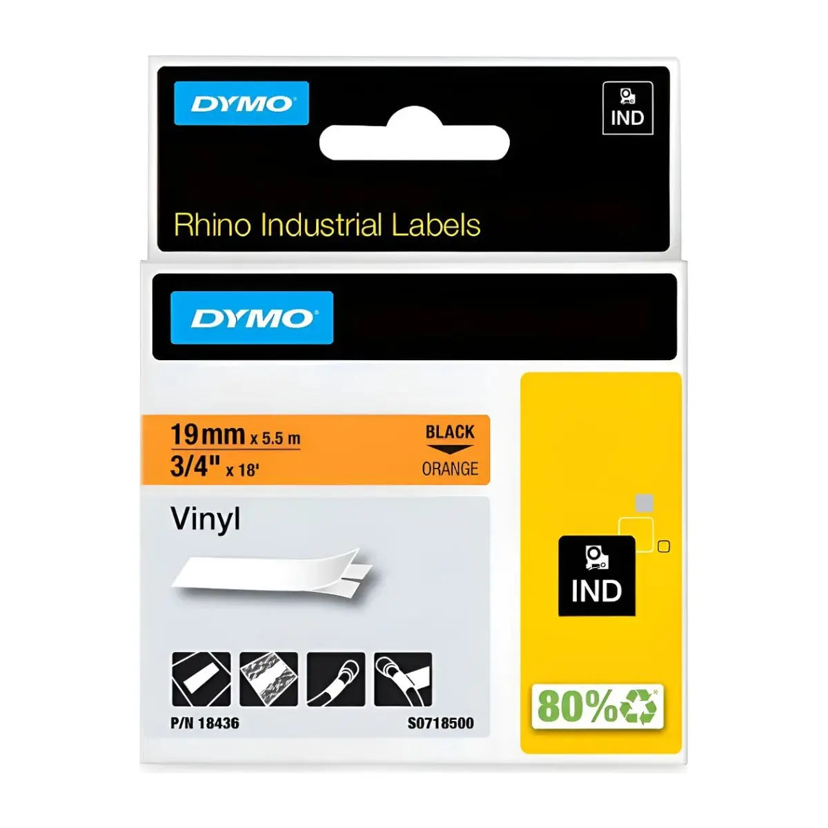 Cinta Vinilo color Naranja 19mm Dymo - Dymo