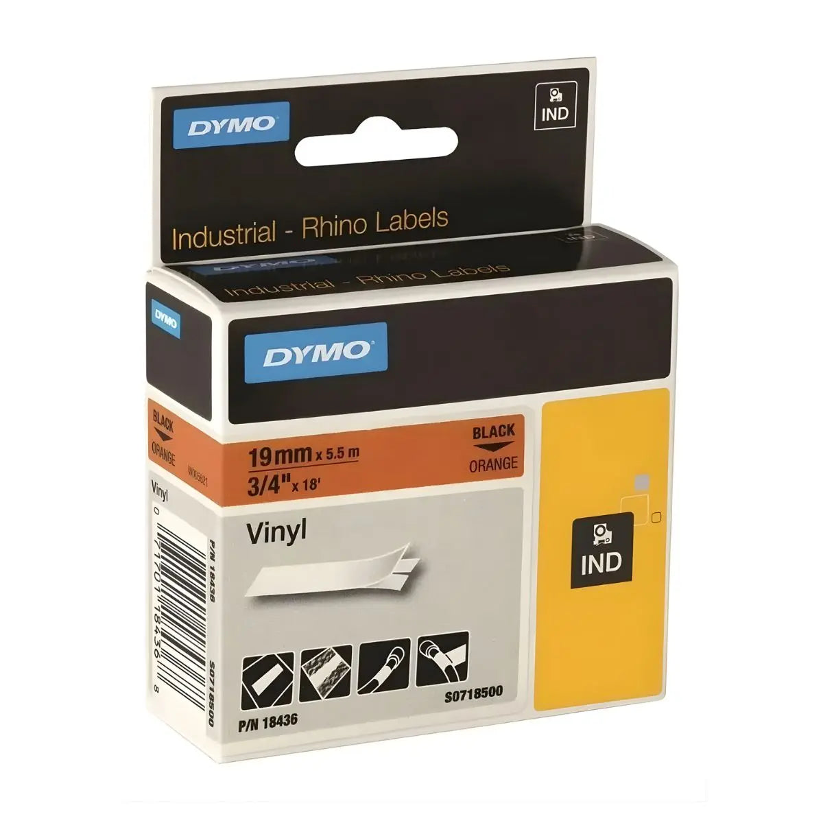 Cinta Vinilo color Naranja 19mm Dymo - Dymo - vista lateral