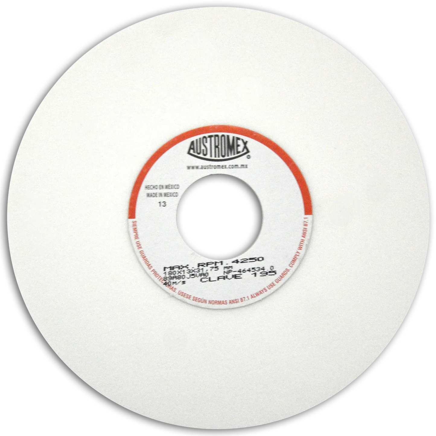 Rueda Abrasiva 180x13x31.75mm Clave 195 Austromex - Austromex