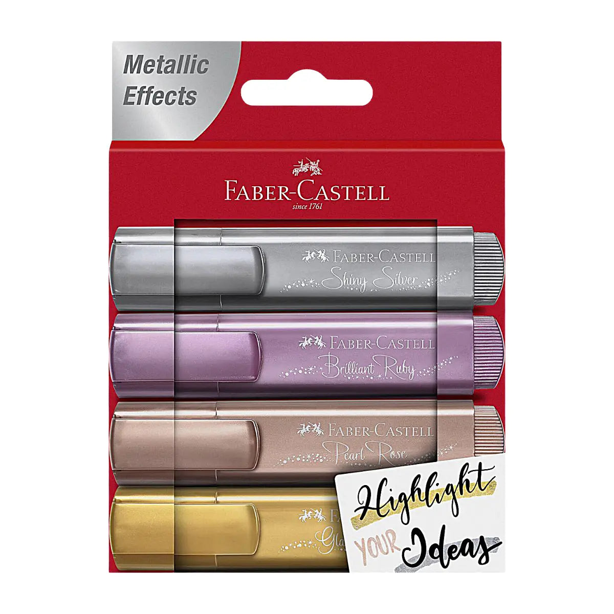 Marcador Efecto Metalico Faber Castell 4 Pz - Faber Castell - empaque