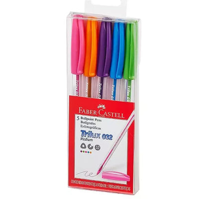 Bolígrafos Punta 1m Color Surtido Faber Castell Trilux 032 5Pz - Faber Castell - empaque
