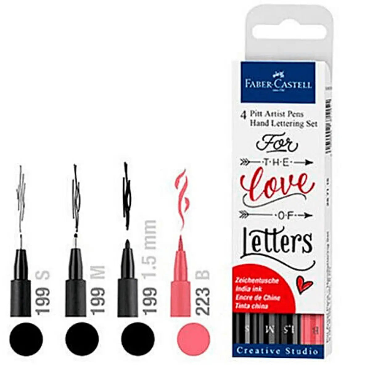 Rotuladores Negro/Rojo Faber Castell Profesionales 4 Pz - Faber Castell - empaque