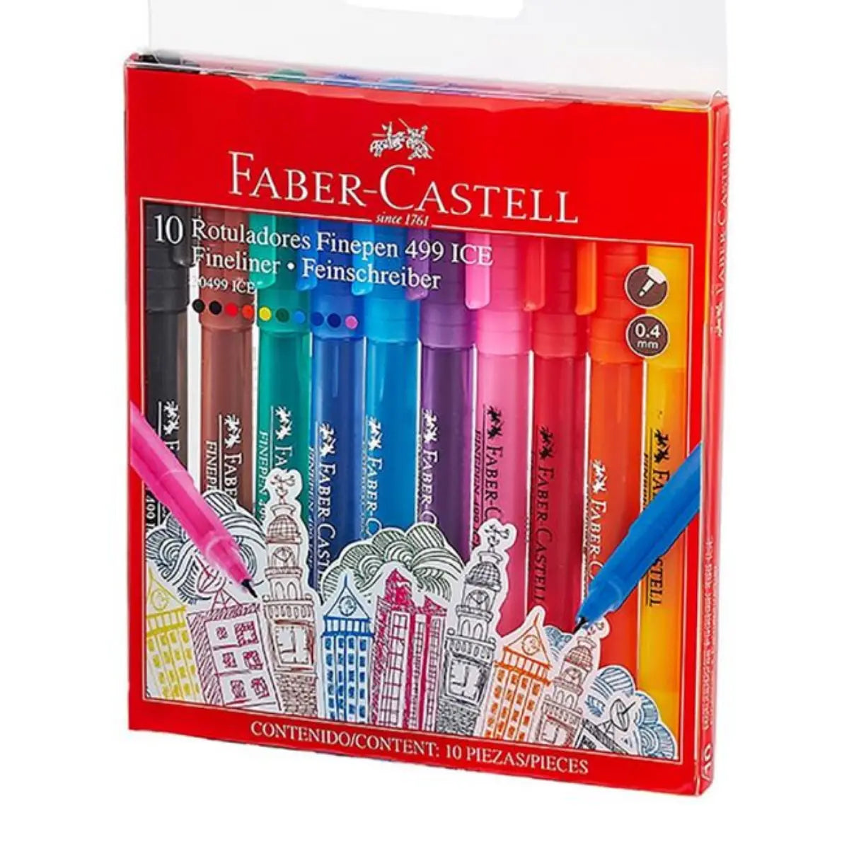 Rotuladores Faber Castell Punta Fina Ice 10 Pz - Faber Castell - empaque