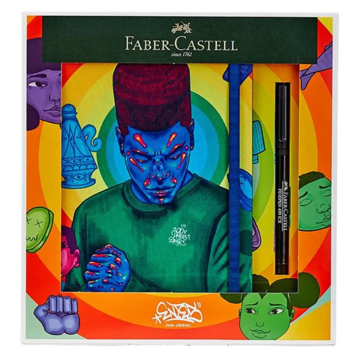 Libreta 160 hojas + Marcador Finepen Faber Castell Edición Entes - Faber Castell - vista lateral