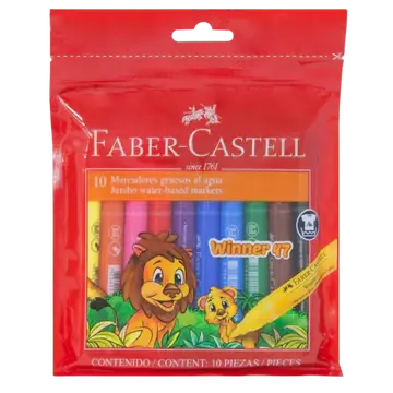 Plumones Gruesos Lavables Faber Castell Winner 10 Pz - Faber Castell - detalle