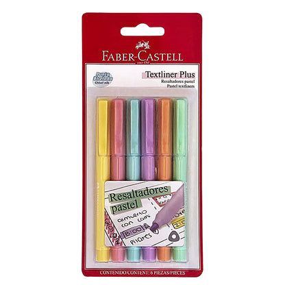 Marcatextos Pastel Delgado Faber Castell Textiliner Plus 6 Pz - Faber Castell